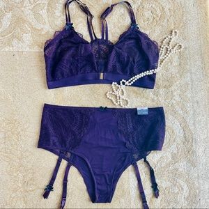 ✅SOLD NEW Lane Bryant Cacique Purple Bralette & Panty Set, Plus Size